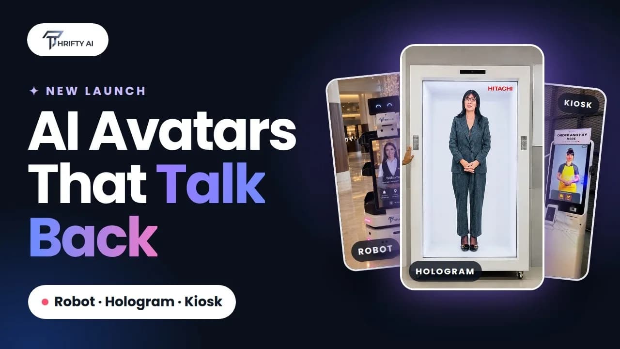 Video thumbnail: Thrifty AI Interactive Avatars: AI Humans on Robots, Holograms & Kiosks