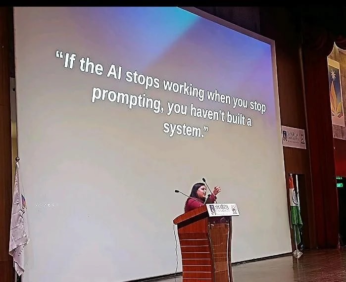 Tanishi Mookerjee at the podium during the keynote